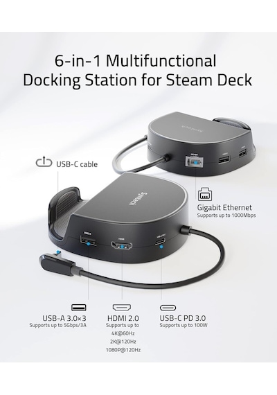 Mini Dock 6 Sı 1 Arada Steam Deck/oled/rog Ally Uyumlu M50