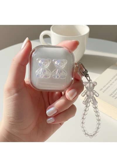 Caseonn Samsung Uyumlu Galaxy Buds Fe - Buds Core Kılıf Figürlü 3d Ayıcık Şeffaf