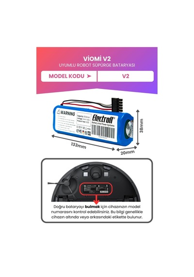 Viomi V2 Uyumlu Batarya 3500mah Pil