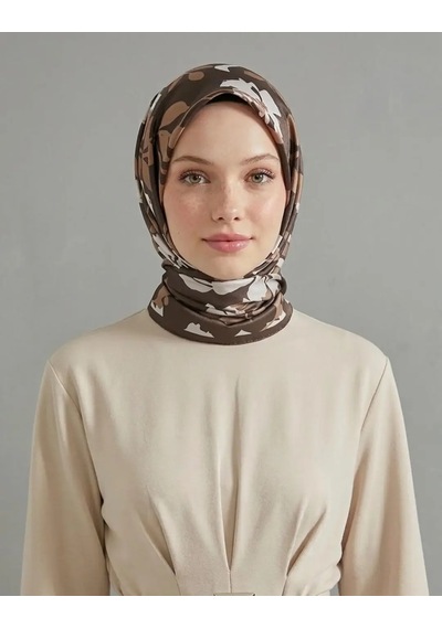 Bushu Lavender Twill Eşarp - Çiçek Desenli Mor kahverengi