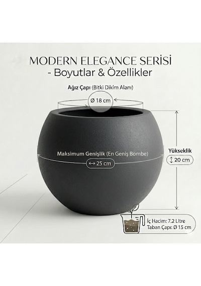 Ayrex Zevli Japandi Tarzı Modern Küre Saksı 3'lü Set - Su Sızdırmaz Dekoratif Salon Ve Balkon Saksısı Hediyelik Diğer 01237248
