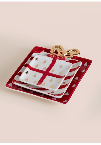 The Mia Yılbaşı Servis Tabağı 22x17 Cm Çok Renkli