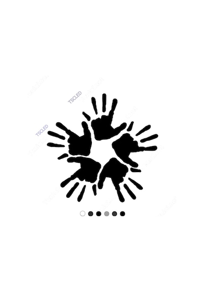 Beş El Ile Oluşturulmuş El Izi Sticker 17Cm