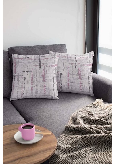 Pembe Vintage Çift Taraflı Yastık Kırlent Kılıfı Krl409n11