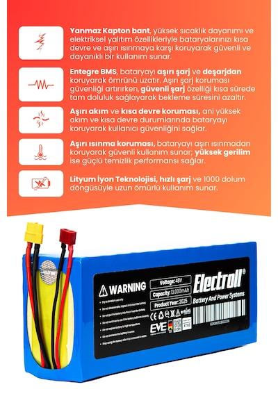 Onvo Ov-011 Batarya Yüksek Kapasite Batarya 48v 13ah Pil