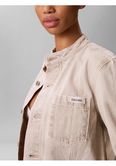 Calvin Klein Easy Cropped Denım J, 3m3 Bej Kadın Kot Ceket