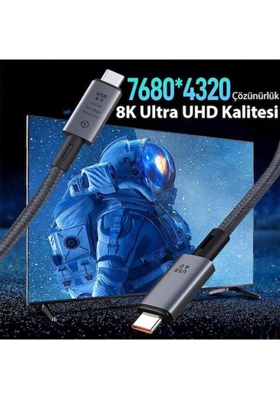 40gbps 240w 4.0 Thunderbolt Type-c To Type-c Şarj, Data Ve 8k 60hz Görüntü Aktarım Kablosu Tip C 2 Metre Cz855 Diğer