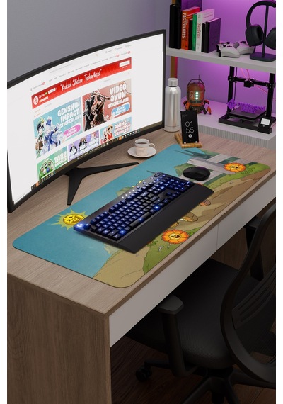 Cuphead Kaymaz Dikişli Kauçuk Oyuncu Mousepad V4 - 90x40 Xxl Gaming Mouse Pad Fare Altlığı