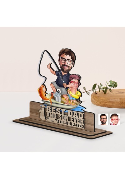 Bk Gift Kişiye Özel 3d Kabartma İsimli Baba-oğul Karikatürlü Ahşap Biblo-11, Babaya Hediye, Babalar Günü Hediyeleri Kobitmeyen138210 Bk Gift
