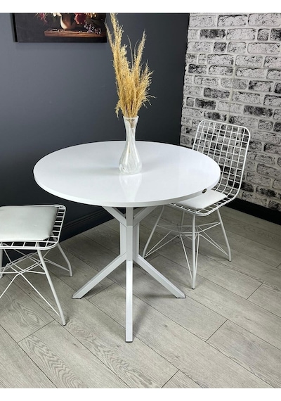 Saray Beyaz Yuvarlak Mutfak Masası Yemek Masası Balkon Masası Metal Beyaz Ayak 80 Cm Saray Beyaz Yuvarlak Mutfak Masası Yemek Masası Balkon Masası Metal Beyaz Ayak 80 Cm