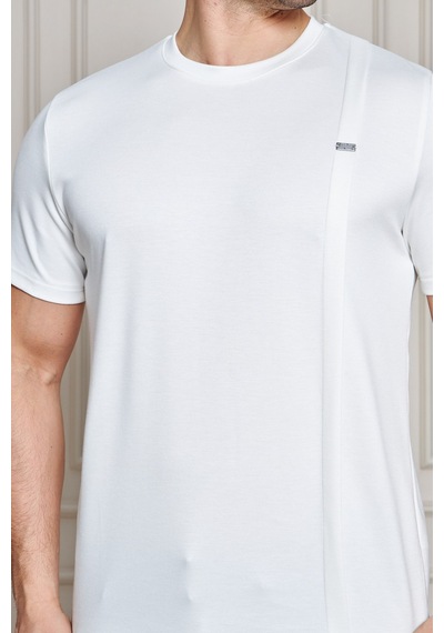Erkek Jeuss Oysho Kumaş Sıfır Yaka Beyaz Tshirt