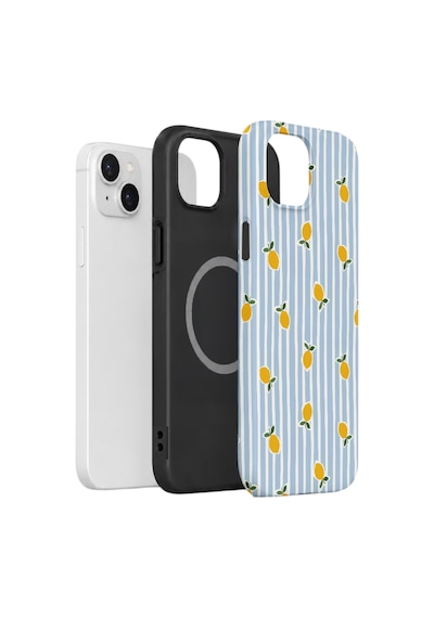 Apple iPhone Uyumlu 14 Vorian Çift Katmanlı Magsafe Kılıf Tiny Lemon Rain