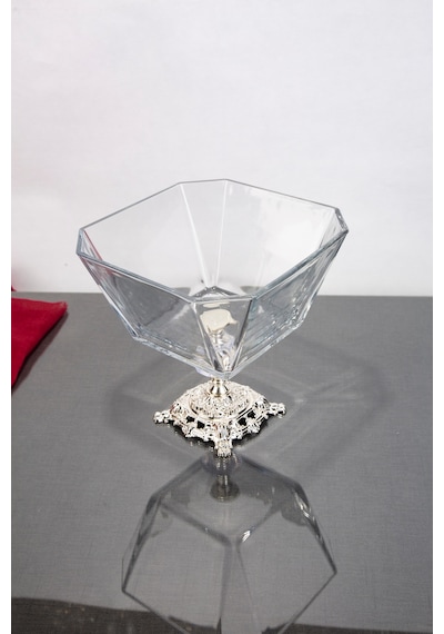 Argkristal Krn Gümüş Salata Kasesi Metal Ayaklı 19x19x19 Gümüş