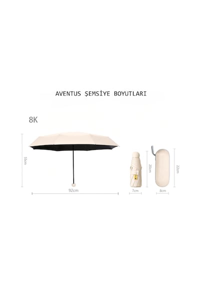 Aventus Kapsül Şemsiye - Uv Korumalı Güneş Şemsiyesi Krem