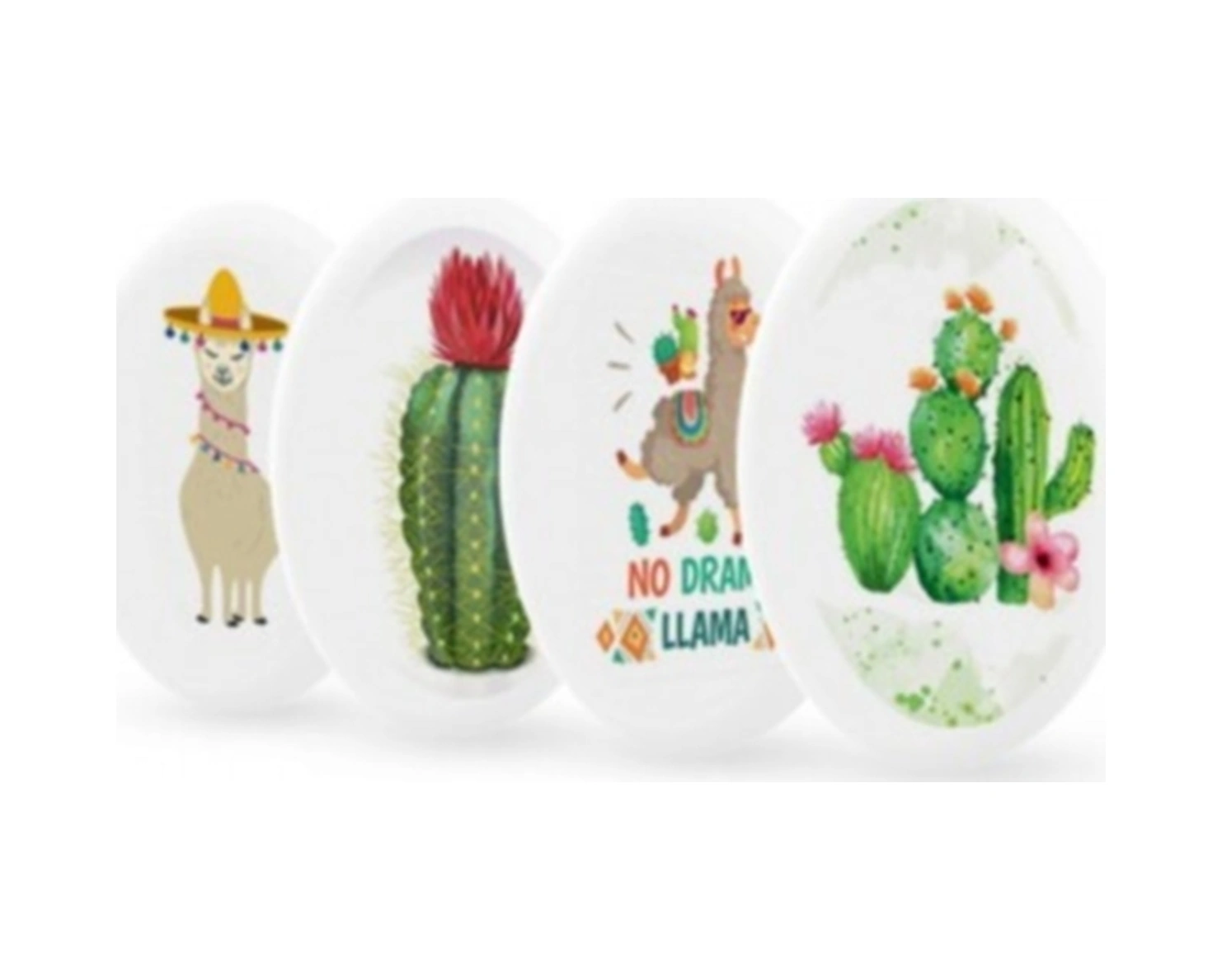 Silka Kaktüs-lama Desenli Elips Şekilli Silgi Sg-22 4 Lü Paket
