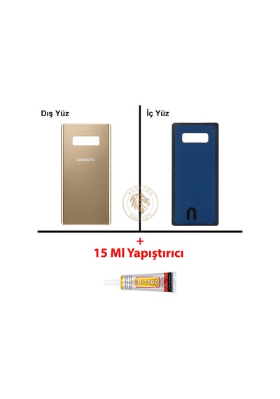 Samsung Uyumlu Note 8 Gold Arka Pil Kapağı Batarya Kapağı Lazer Kesim + B-7000 Yapıştırıcı Çok Renkli