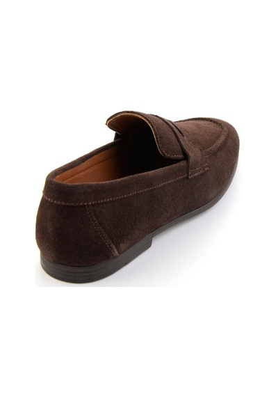 Kahve Hakiki Deri Erkek Loafer Ayakkabı E01594456402 Kahve