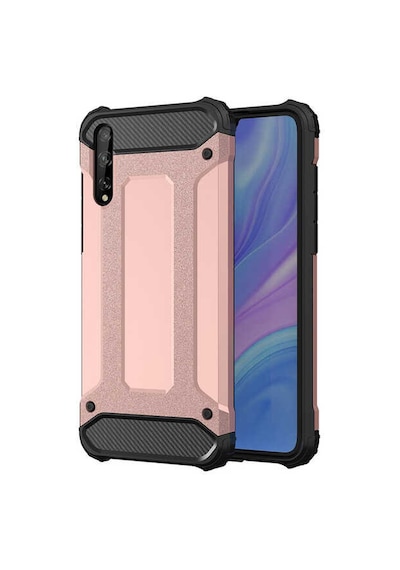 Ekılıf - Huawei P Smart S Y8p Uyumlu Kılıf Çift Katman Zırh Tank Crash Military Kapak - Rose Gold