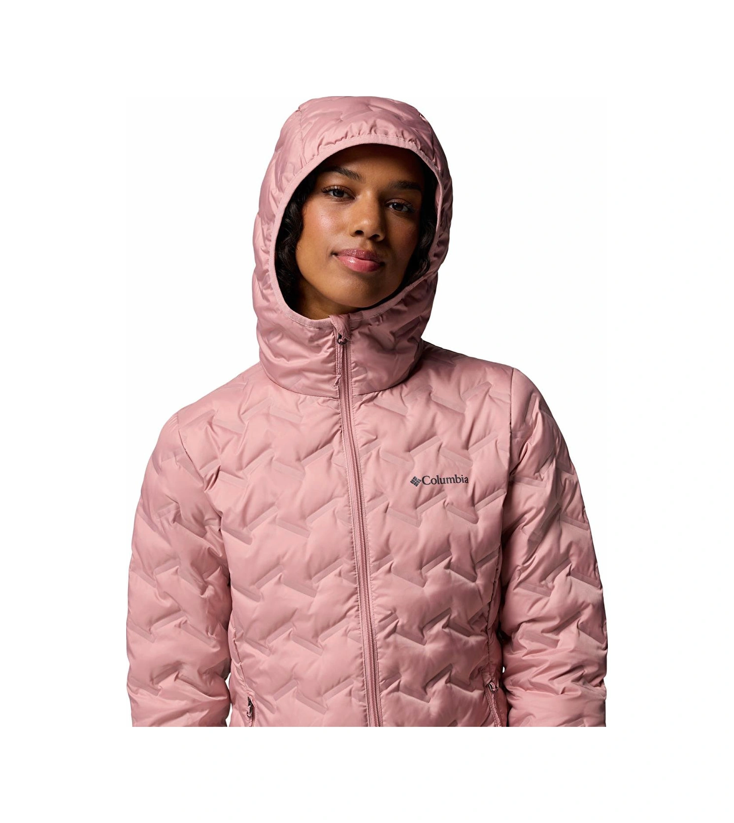 Columbia Wk2769 Delta Ridge Iı Down Hooded Jacket Kadın Mont-30844 Pembe