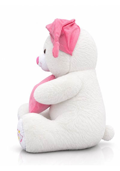 Ayıcık Şapkalı Ve Yastıklı Seri Peluş Ayıcık 60cm - Hediyelik Peluş Oyuncak 001 - Beyaz