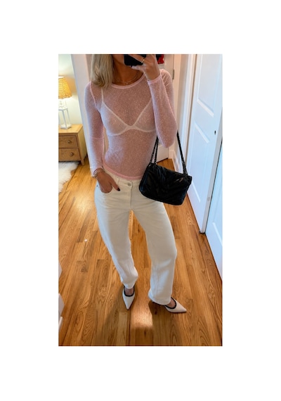 Verymoda Puantiyeli Tül Bluz F1603 Pembe