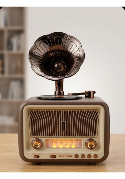 Nostaljik Gramofon Tasarımlı Bluetooth Hoparlör-fm/am/sw 3 Band Radyo-usb/tf Kart