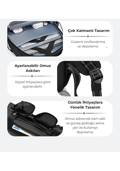 Su Geçirmez Seyahat Sırt Çantası - 17" İnç Laptop Bölmeli - Kuru Islak Ayırma Bölgesi - Ortopedik Siyah