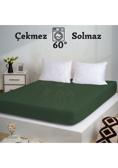 Home Premium Lastikli Çarşaf Yüksek Yataklara Özel 40cm Yükseklik Penye %100 Pamuk 150gr/m2 Oeko Tex Haki