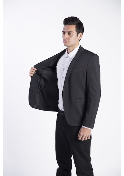 Sposo 5108 Dar Kalıp Yarım Astarlı Siyah Erkek Blazer Ceket Siyah