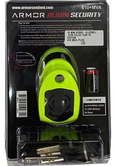 Armor 610 Mva Plus Alarmlı Disk Kilidi 10 Mm. Gümüş