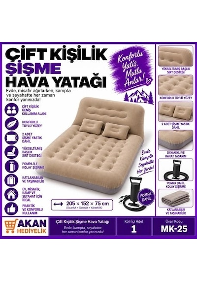 Özel Üretim Seyahat Konforlu Kamp Yatağı Çift Kişilik Şişme Hava Yatağı Diğer