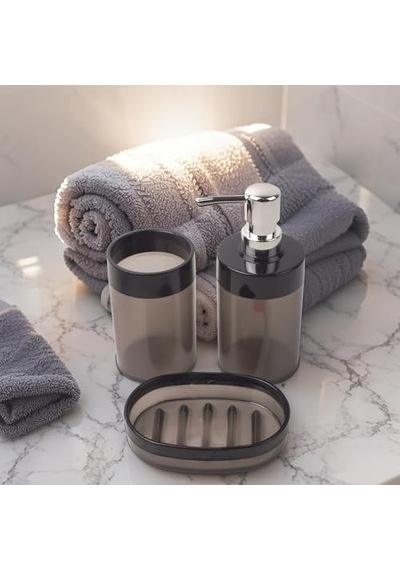 Akrilik 3'lü Banyo Ve Lavabo Seti - Diş Fırçalık, Sıvı Sabunluk Ve Katı Sabunluk - Şık, Dayanıklı, Modern Ba Diğer