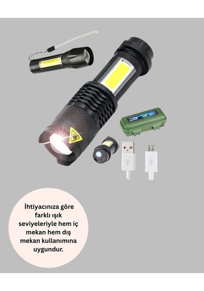 Hubrendy Kargo Küçük Boy Şarjlı Led El Feneri Taşınabilir Klipsli