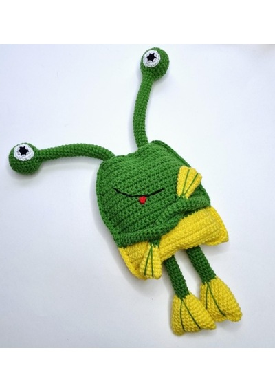 1-3 Yaş Hareketli Kurbağa Örme Çekçekk Amigurumi Hediyelik Oyunca