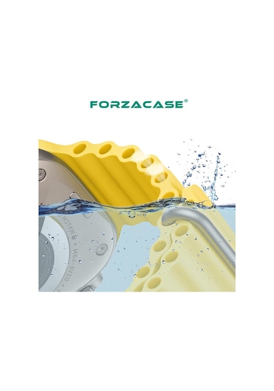Forzacase Apple Uyumlu  Watch 10 Series 46mm İle Oluklu Ocean Silikon Kordon Kayış - Fc007 Siyah