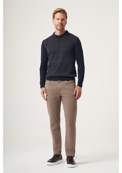 İmza Lacivert-füme Polo Yaka Uzun Kol Örme Comfort Fit Pamuklu Triko Kazak 1012265156 Lacivert - Füme İmza Lacivert-füme Polo Yaka Uzun Kol Örme Comfort Fit Pamuklu Triko Kazak 1012265156 Lacivert - Füme