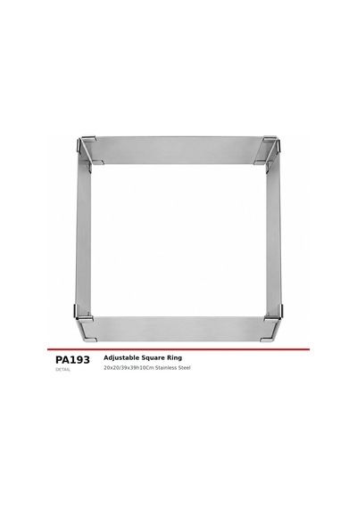 Fida Ayarlanabilir Pasta Çemberi Kare H10 Cm Paslanmaz Pasta Kalıbı Inox