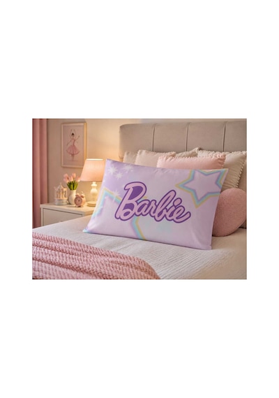 Barbie Pamuk Yastık Kılıfı Pembe