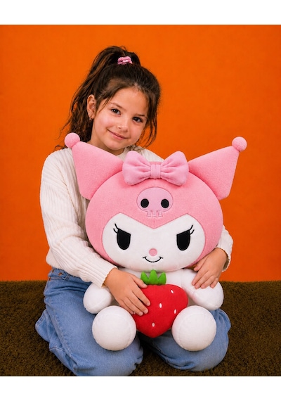 Yeni Seri Çilekli Kuromi Peluş Oyuncak 50cm - Hediyelik Oyuncak & Polly Toys Açık Pembe
