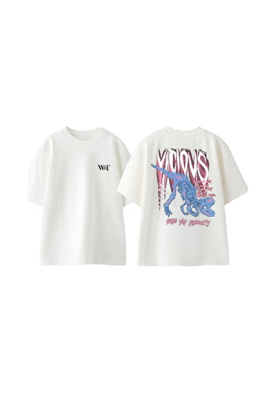 Thewert Vıcıous Tasarım Sırt Baskılı Pamuk Beyaz Oversize T-shirt