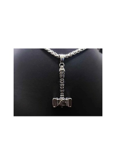 Lunarie Mjölnir Thor Çekici Kolye Eskitme Gümüş Renk Valknut