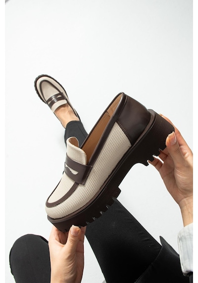 Kadın Yüksek Taban Günlük Loafer Vela - Bej Ve Kahverengi Bej Ve Kahve