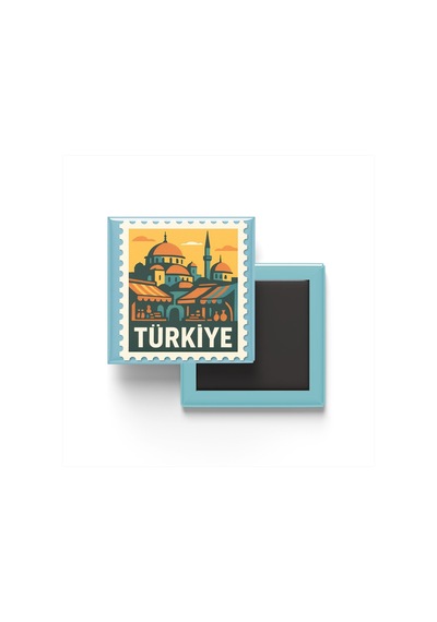 Buzdolap Magneti Türkiye Ankara Renkli Posta Pulu Temalı - 9x9 Cm