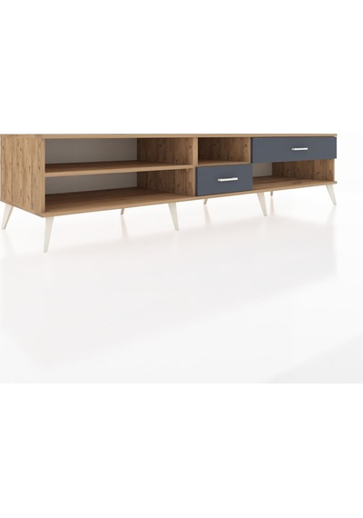 Kronos Tv Ünitesi 2 Raflı 2 Çekmeceli 220x59x51 Çam-çam/antrasit Atlas Çam/antrasıt - Atlas Çam