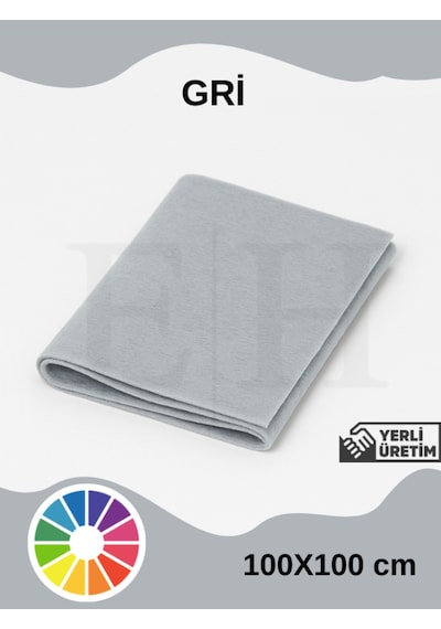 Gri Renk Metrelik Ince Keçe Kumaş Keçe 1 Mm Aktivite Keçesi Renkli Keçe 1 Metre 100 Cm X 100 Cm