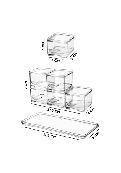 Nandy Home Standlı Kaşık Clear Baharatlık Seti 6'lı + Görselli Etiket Şeffaf