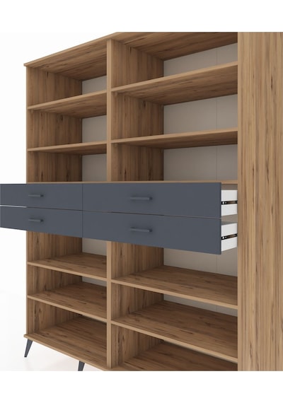 Kronos Gardrop 10 Raflı 4 Çekmeceli 176x59x221 Çam-çam/antrasit Çam/antrasit Kronos Gardrop 10 Raflı 4 Çekmeceli 176x59x221 Çam-çam/antrasit Çam/antrasit