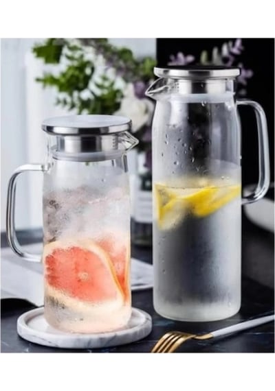 Bay 1500 Ml Borosilikat Cam Su Sürahisi - Metal Kapaklı Ve Isıya Dayanıklı Najmaddin