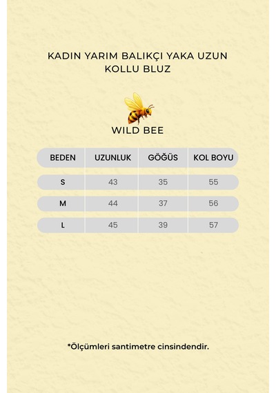 Wild Bee Kadın Kahverengi Yarım Balıkçı Yaka Uzun Kollu Bluz