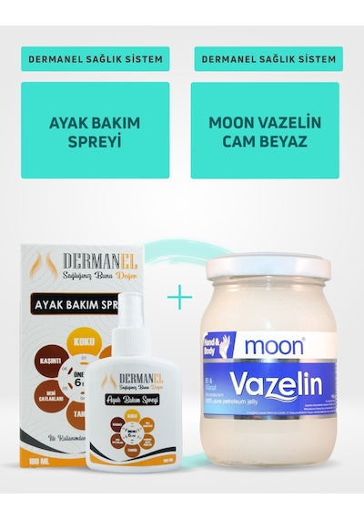 Dermanel Ayak Bakım Spreyi 100 ML + Moon Vazelin Cam Beyaz 140 G